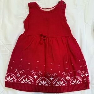 Carter's Sleeveless Sweater Dress Red White Knit Holiday size 12 months